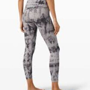 Lululemon Womens Tie Dye Leggings Size 2 Gray Black High Rise Athletic